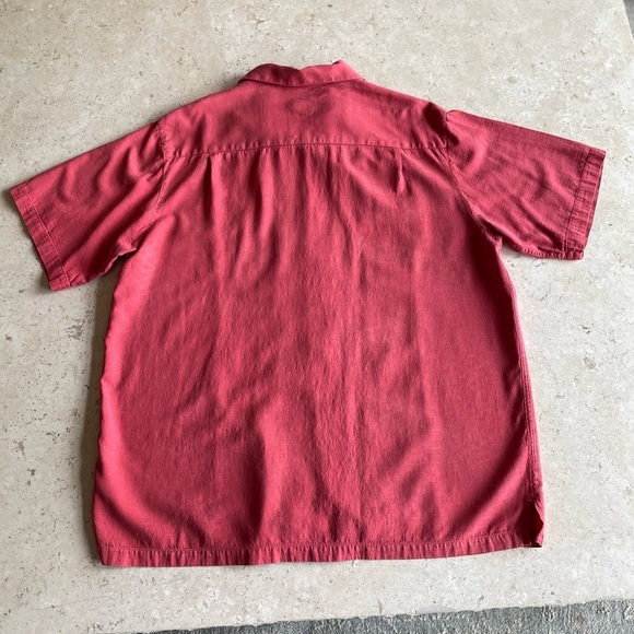 Caribbean Men's Silk Blend Red and Gray Button-Up Shirt, Size XLT - Picture 3 of 6